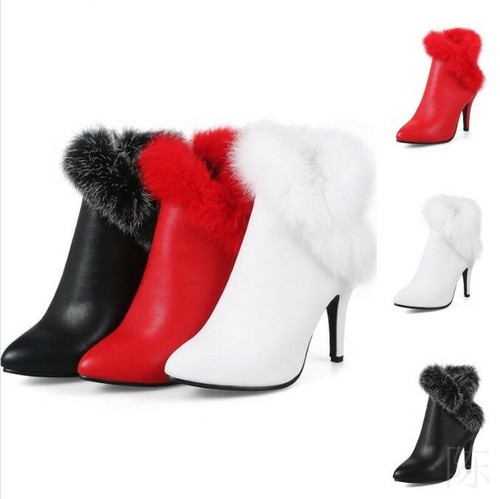 high heel boots with fur trim